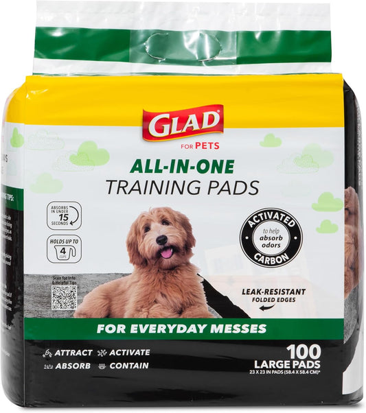 Glad for Pets Black Charcoal Puppy Pads 23"x23" - 100 count